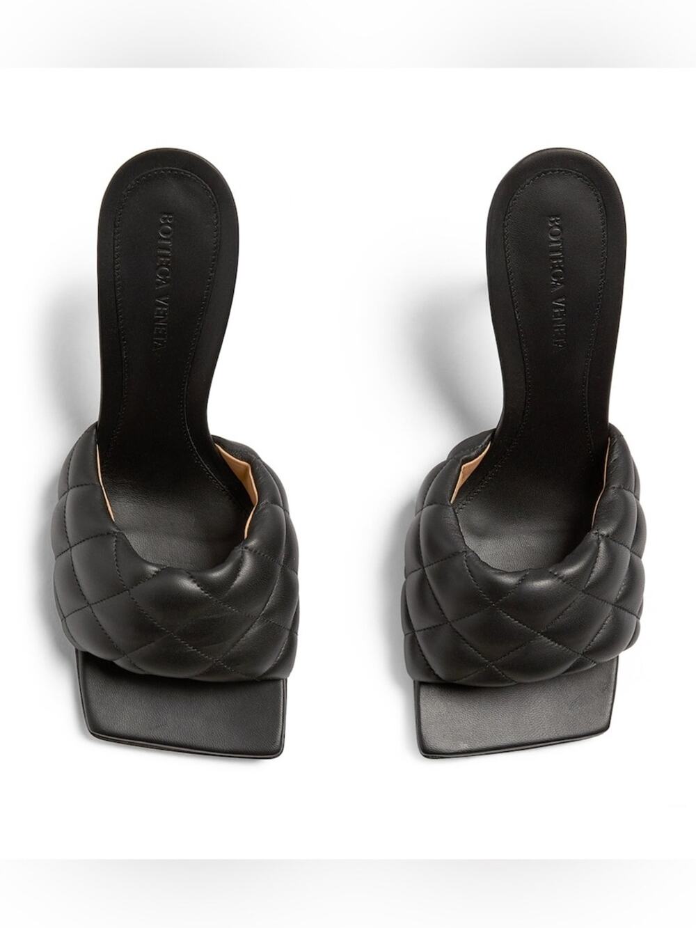 Bottega veneta Napa Black Quilted High-Heel Slide Sandals 90cm 38.5